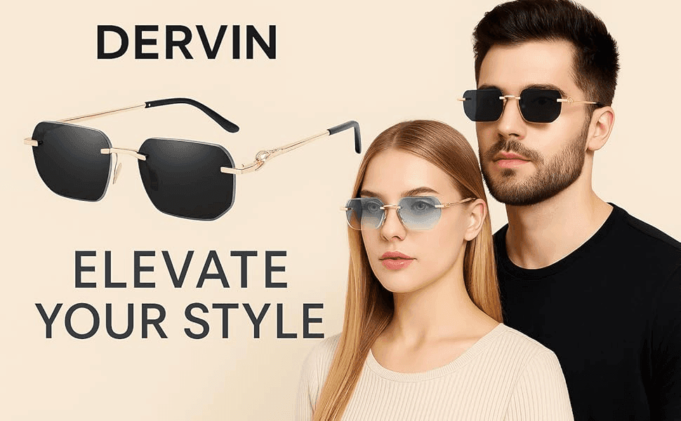 Dervin Rimless Unisex Sunglasses For Men and Women